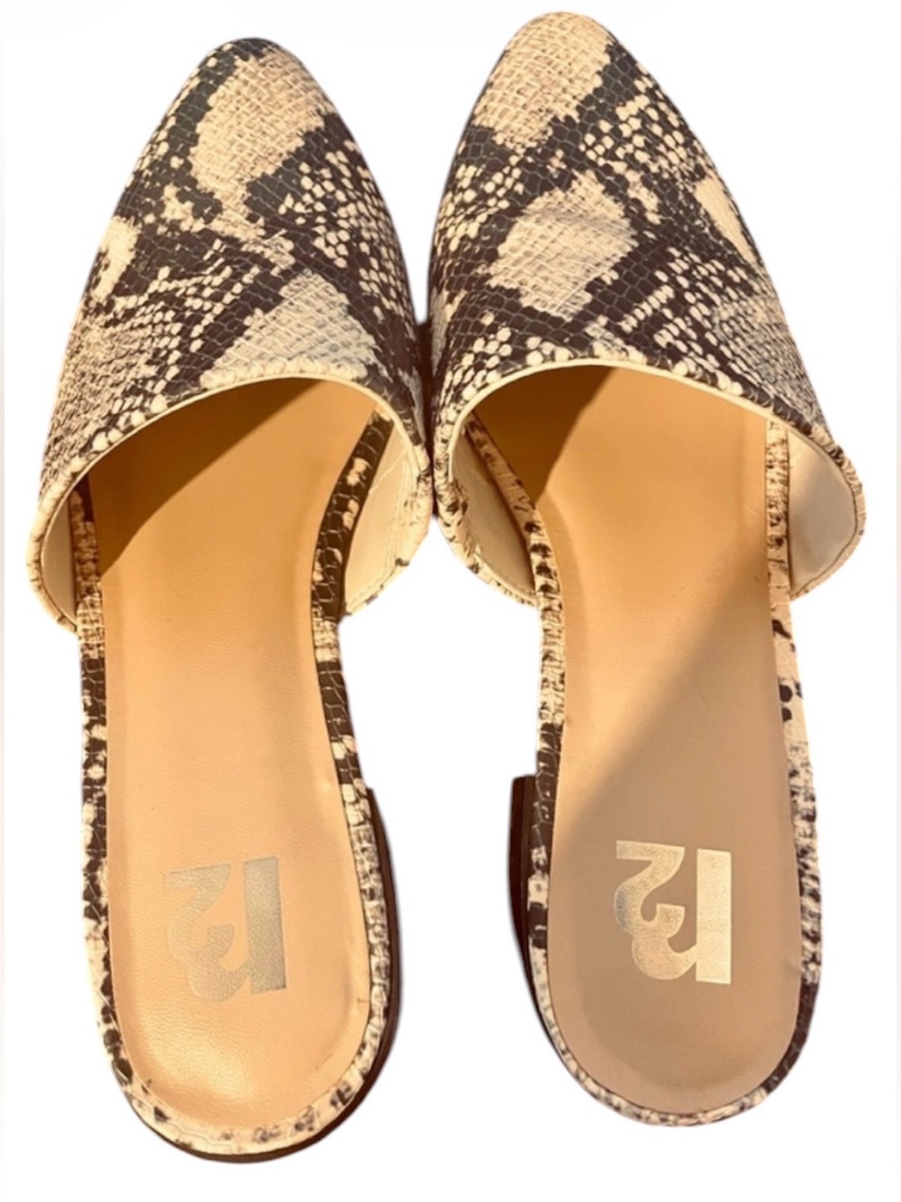 🔴R2 Women’s Snakeskin Print Mules, Size 7 - Picture 2 of 13